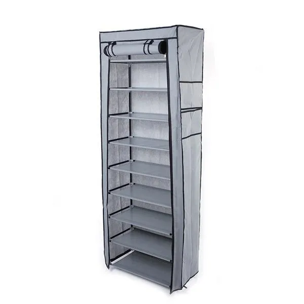 10-Layer 9-Grid Shoe Rack Closet Organizer in Multiple Colors