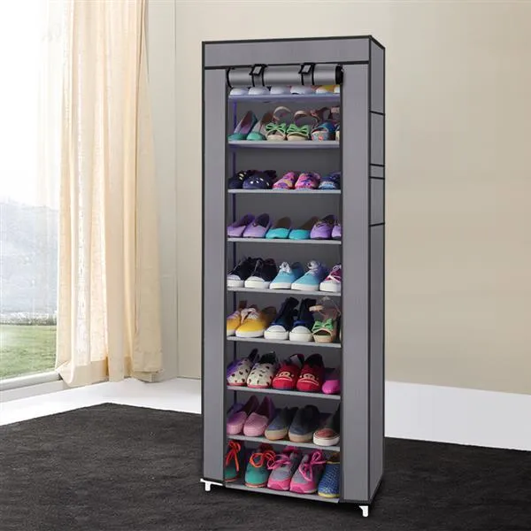 10-Layer 9-Grid Shoe Rack Closet Organizer in Multiple Colors