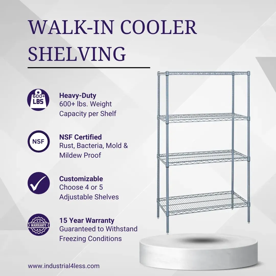 12" x 48" Walk In Cooler and Freezer Wire Shelving Unit