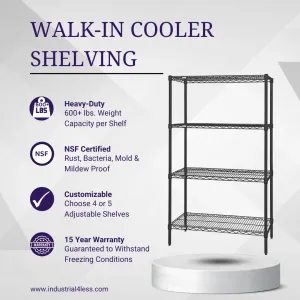 12" x 72" Walk In Cooler and Freezer Wire Shelving Unit