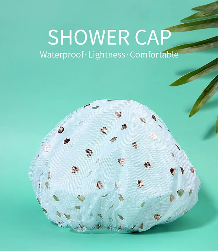 1411 Reusable Waterproof Elastic Free-Size Bathroom Shower Caps