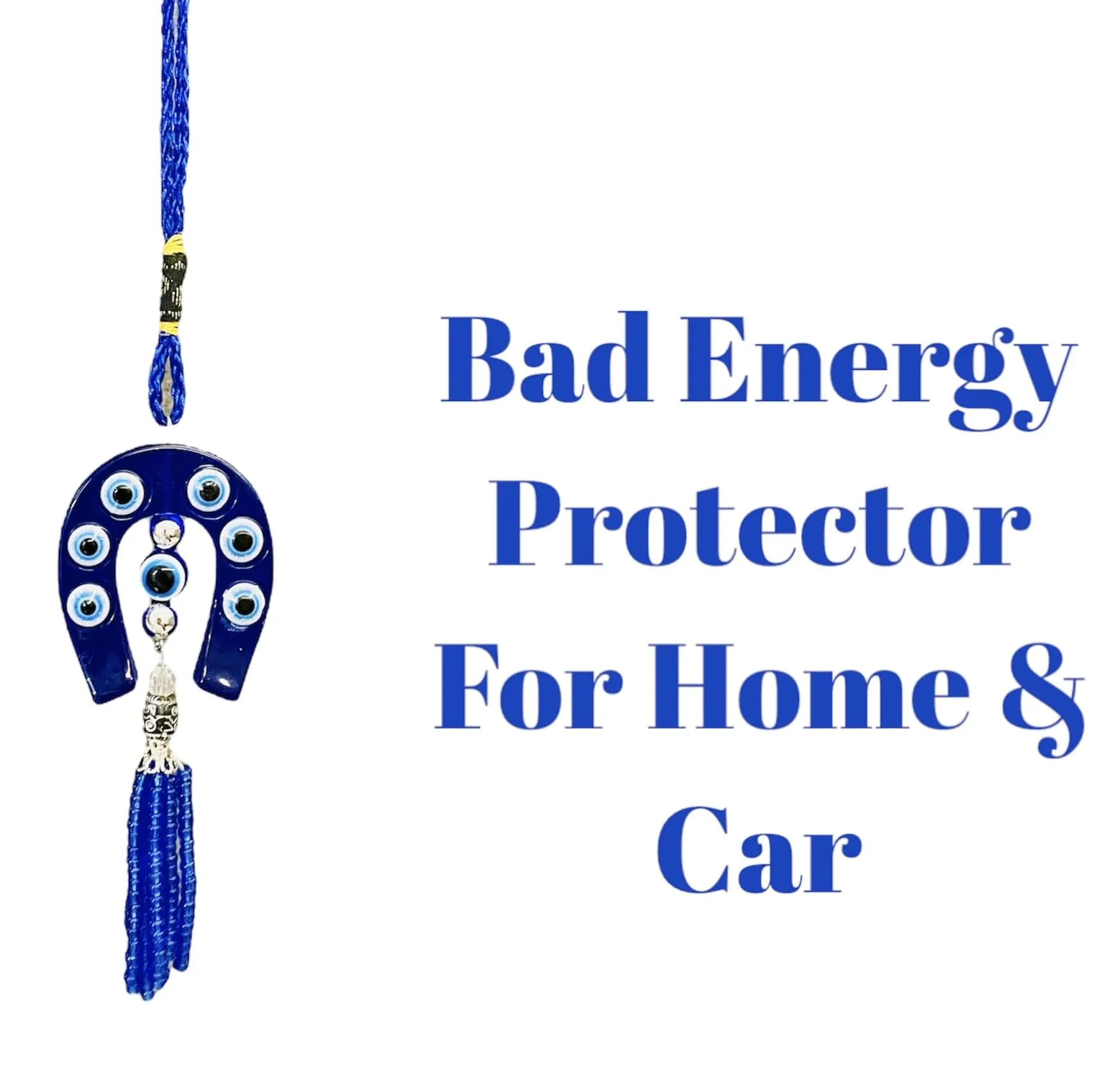 2 Pc Horse Shoe Small Evil Eye Hanging for Car, Home & Office | Evil Eye for Nazar Protection | Horse Shoe Blue