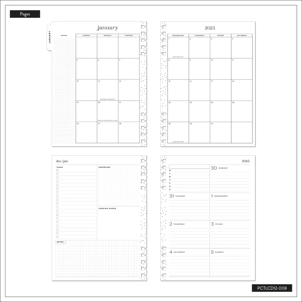 2025 Desert Mystic Customizable Spiral Planner - Classic Dashboard Layout - 12 Months