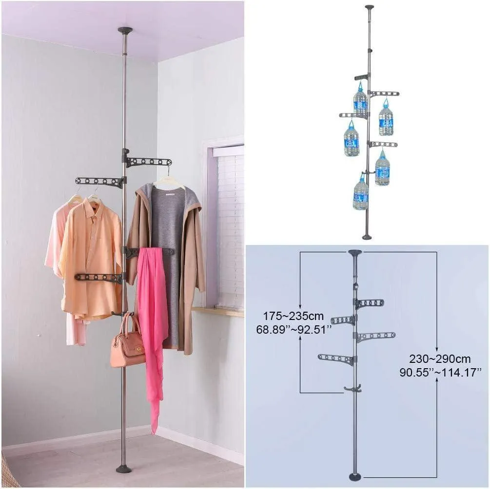 3-Tier Adjustable Vertical Laundry Pole & Garment Rack