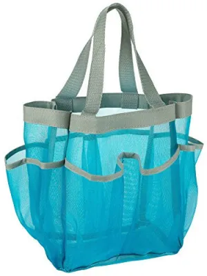 7 Pocket Shower Caddy Tote, Blue - Keep your shower essentials within easy reach. Shower caddies are perfect for college dorms, gym, shower, swimming and travel. Mesh allows water to drain easily.