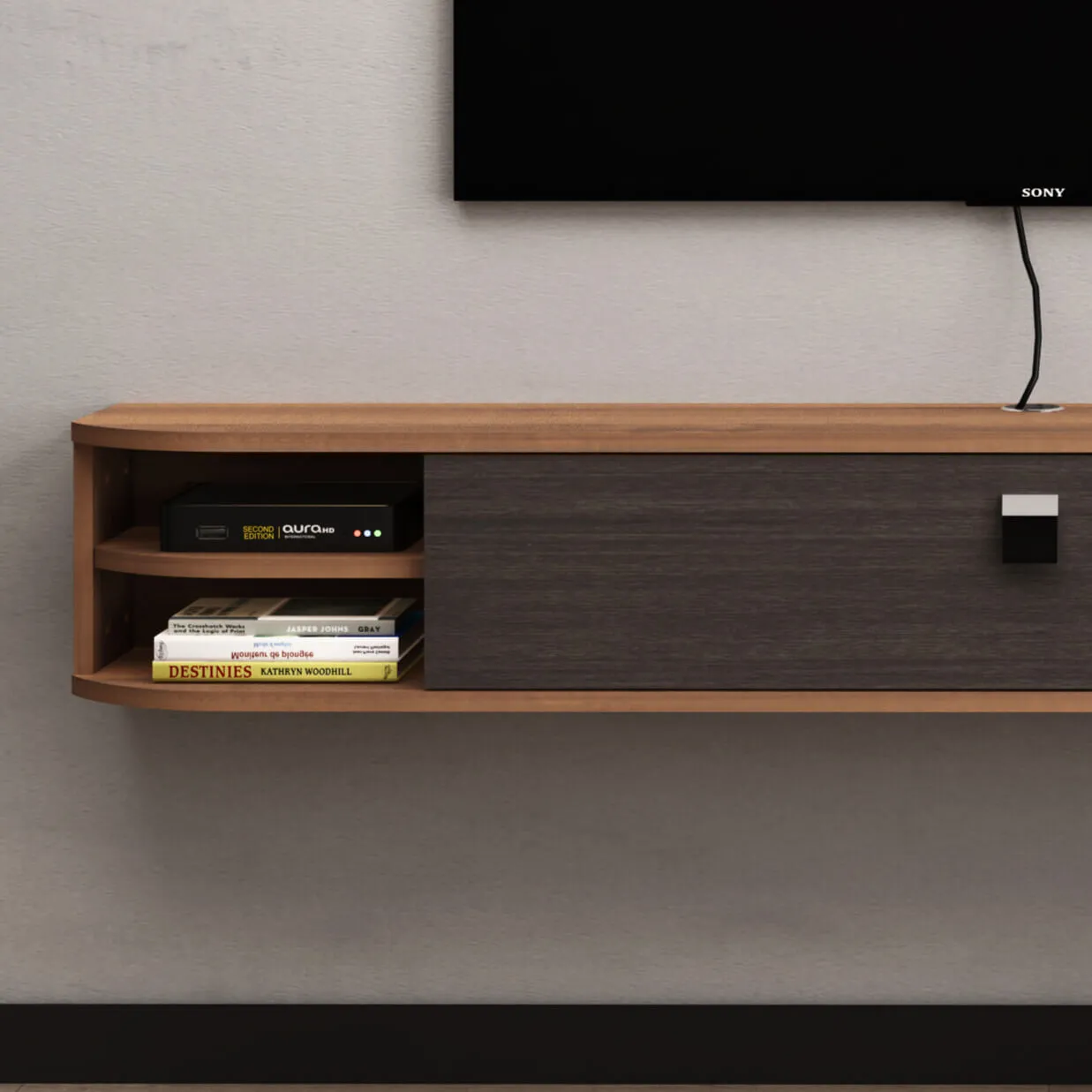 70" Modestia Floating TV Stand, Walnut