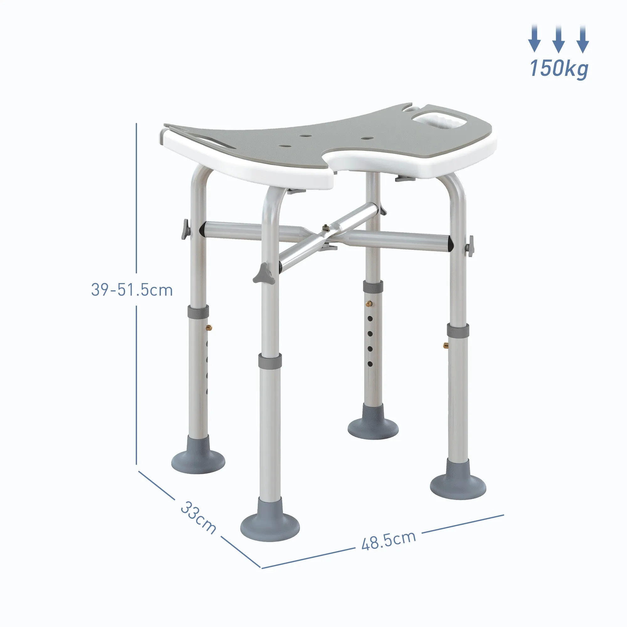 Aluminium Shower Stool for Elderly Disabled Non-Slip Bath Stool Grey