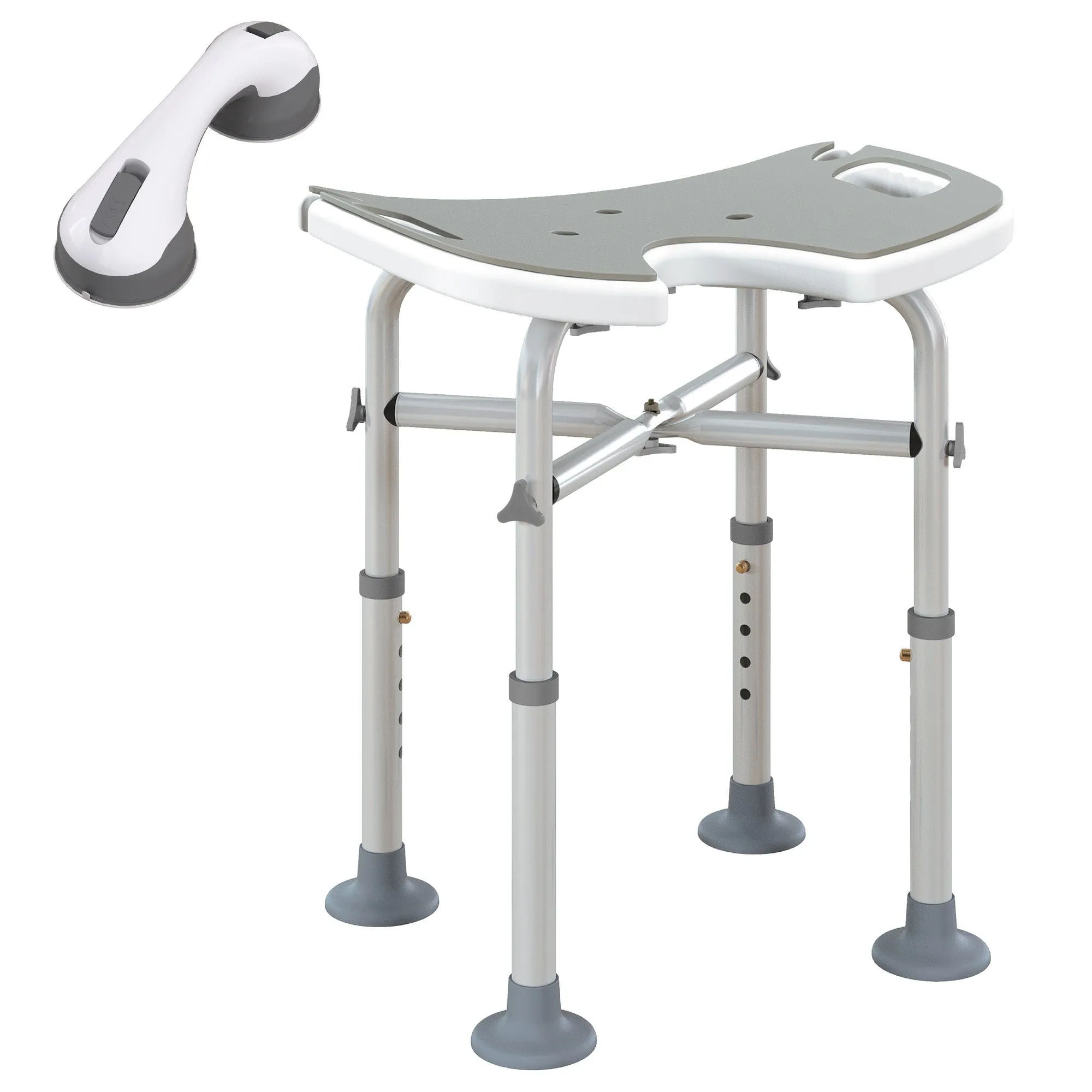 Aluminium Shower Stool for Elderly Disabled Non-Slip Bath Stool Grey