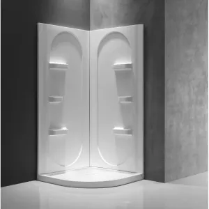 ANZZI Mishra 38 in. x 38 in. x 75 in. 2-piece DIY Friendly Corner Shower Surround in White