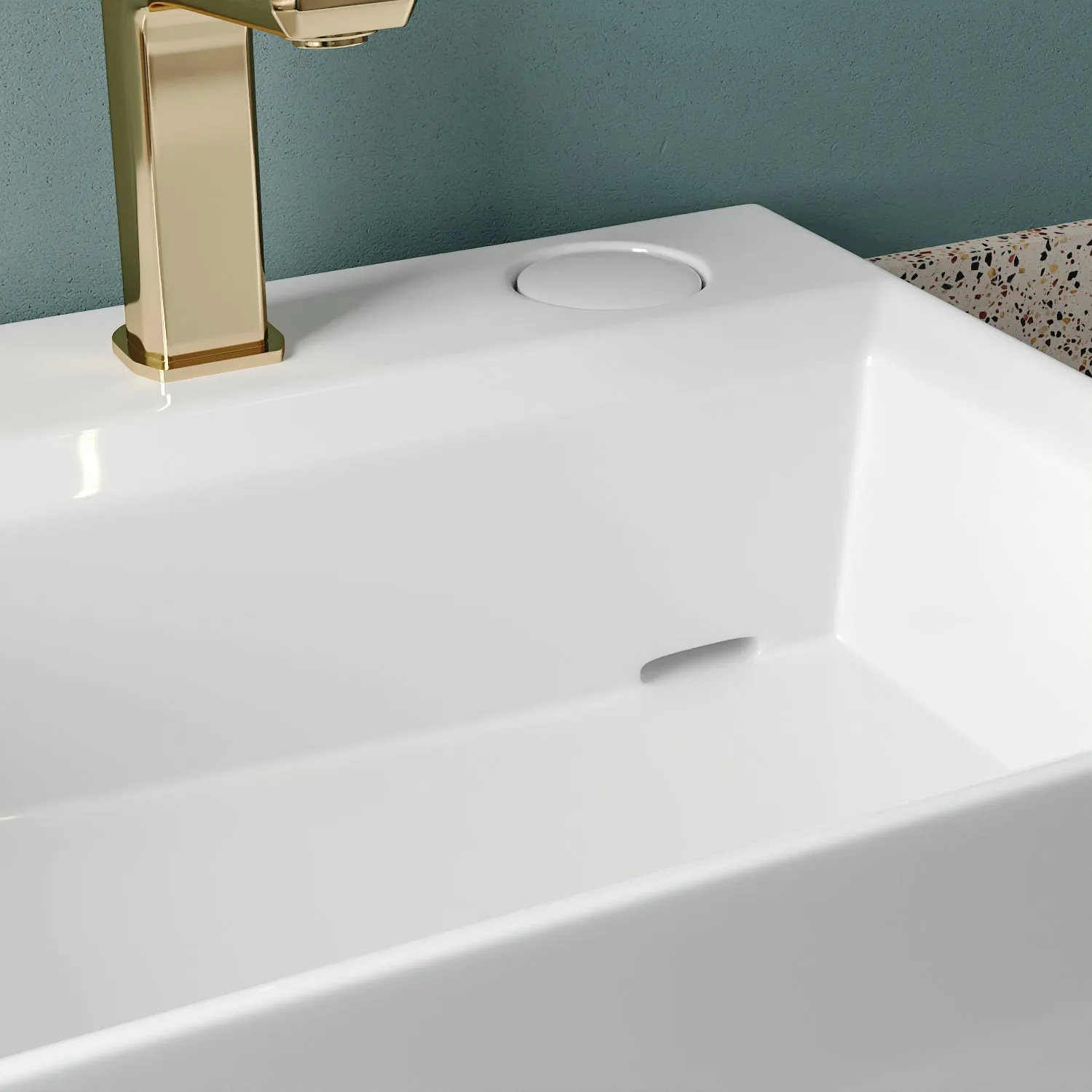 APEX 17" Rectangular Vessel Bathroom Sink, With Hidden Drainage