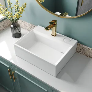 APEX 17" Rectangular Vessel Bathroom Sink, With Hidden Drainage