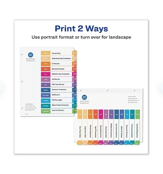 Avery Customizable TOC Ready Index Multicolor Dividers, 12-Tab, Letter. (3pk)