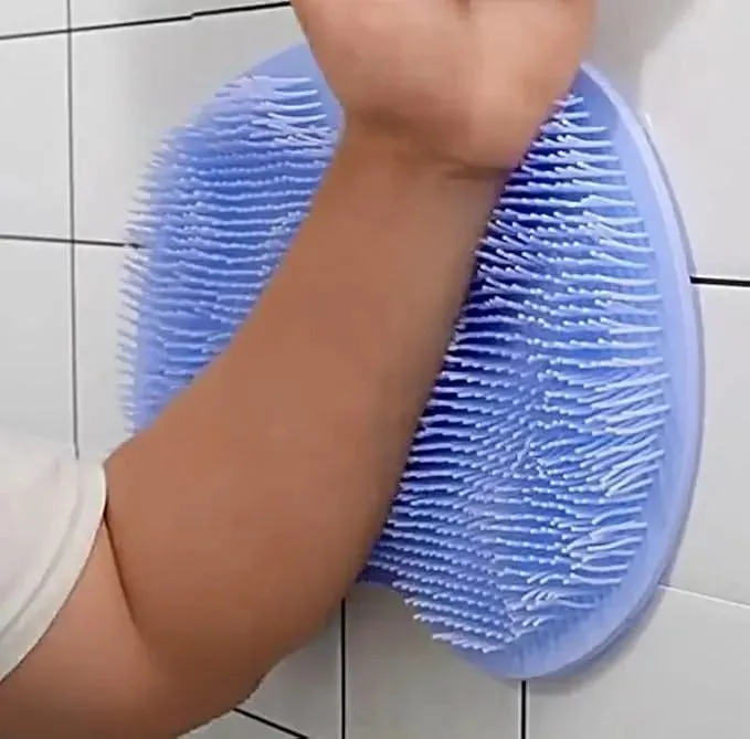 Back Scrubber for Shower, Back Exfoliating Bath Wash Pad Bathroom Back Scrubber Wall Mounted Suction Cup Silicone Back Scrubber Silicone Bath Massage Cushion Brush