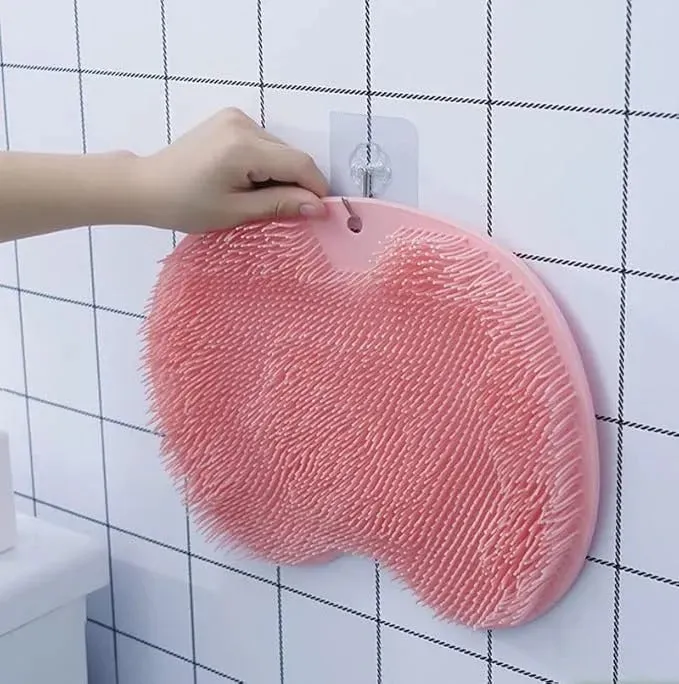 Back Scrubber for Shower, Back Exfoliating Bath Wash Pad Bathroom Back Scrubber Wall Mounted Suction Cup Silicone Back Scrubber Silicone Bath Massage Cushion Brush