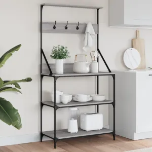 Baker's Rack with Hooks 4-Tier Grey Sonoma Engineered Wood