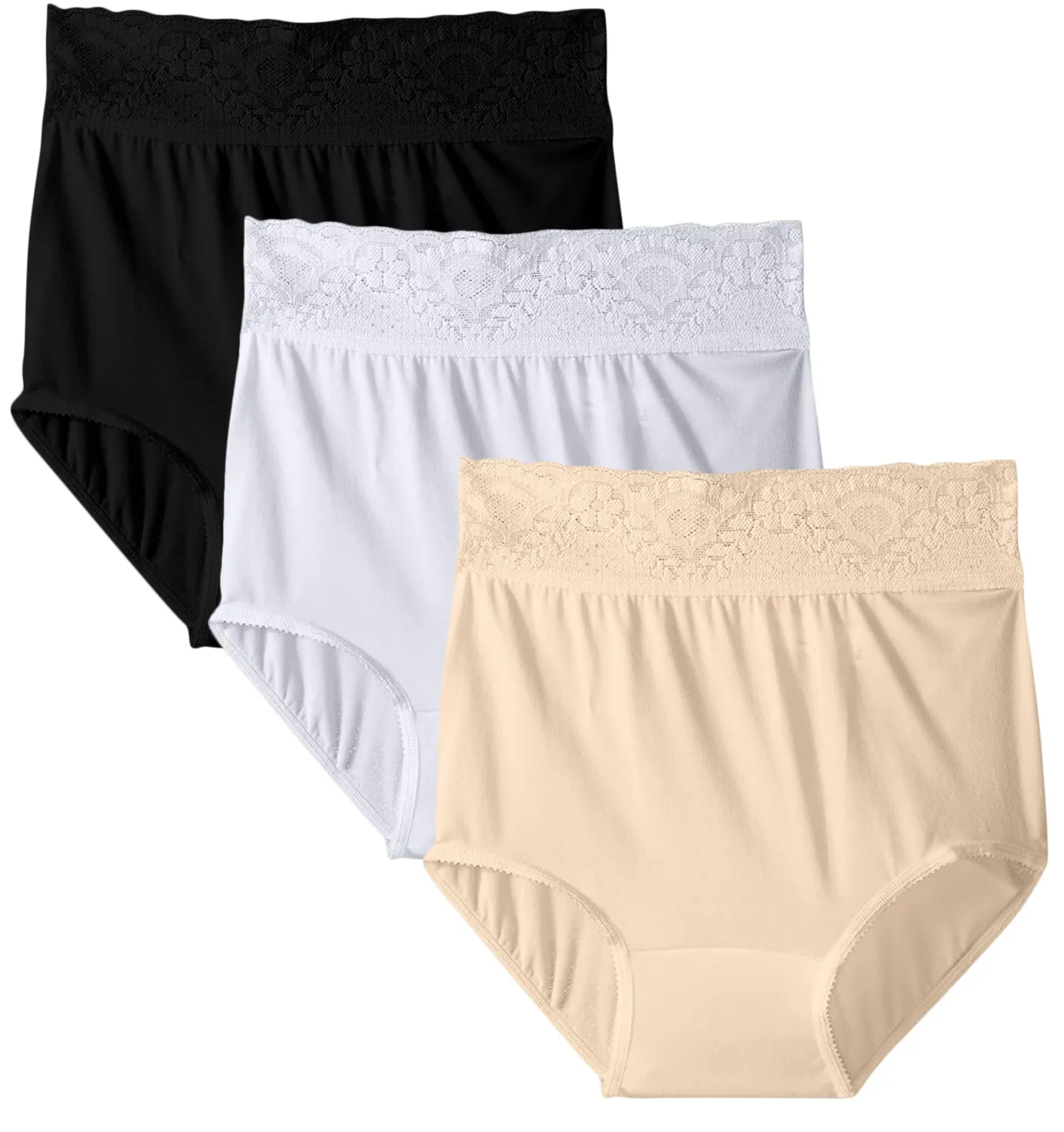 Bali Lacy Skamp Brief Panty-Pack