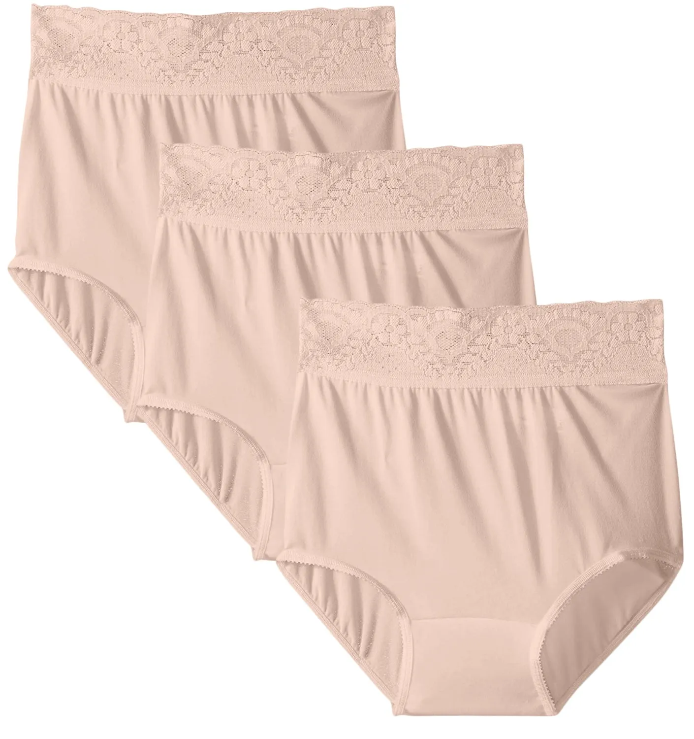 Bali Lacy Skamp Brief Panty-Pack