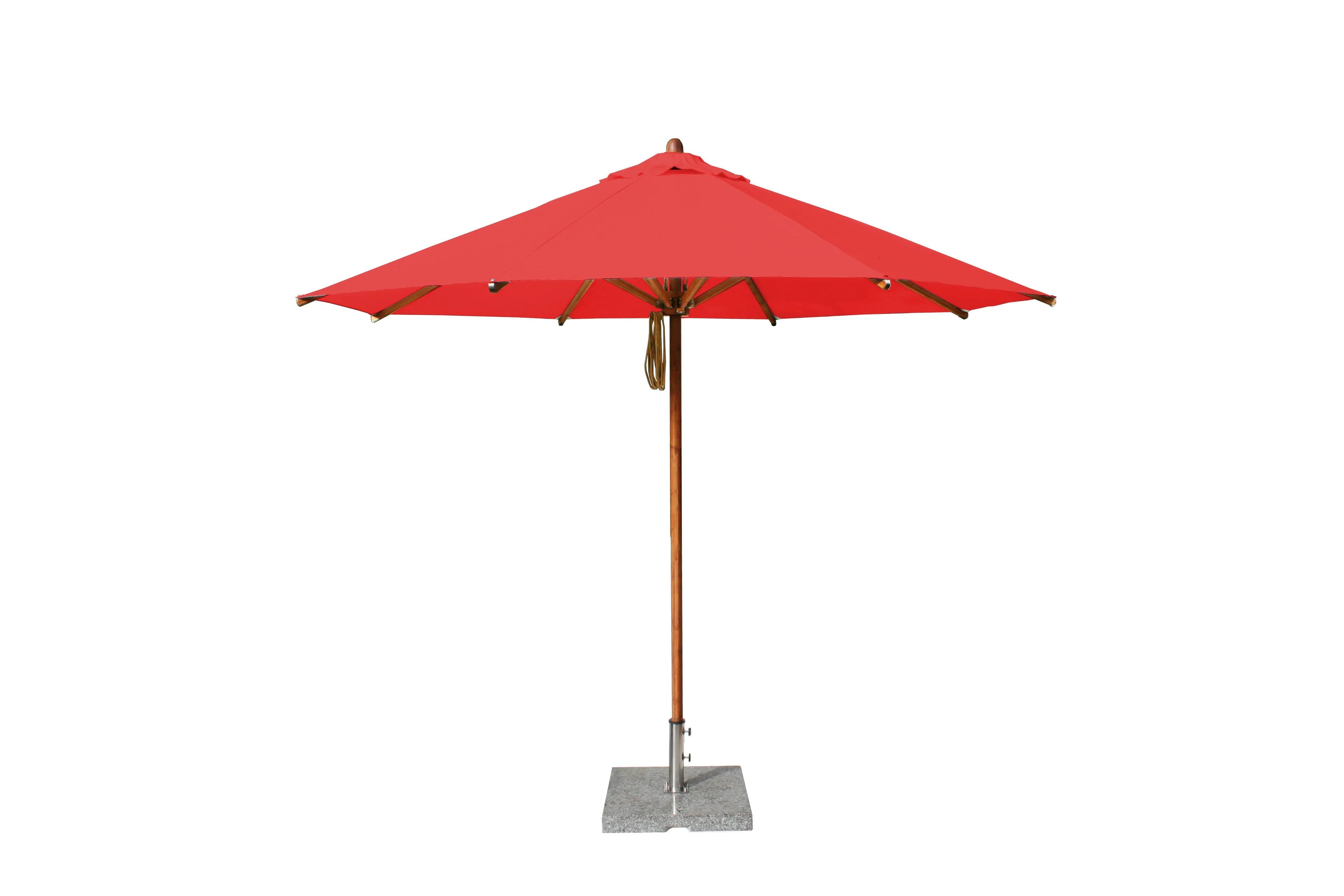 Bambrella 10' Round Levante Bamboo Pulley Lift No Tilt Umbrella