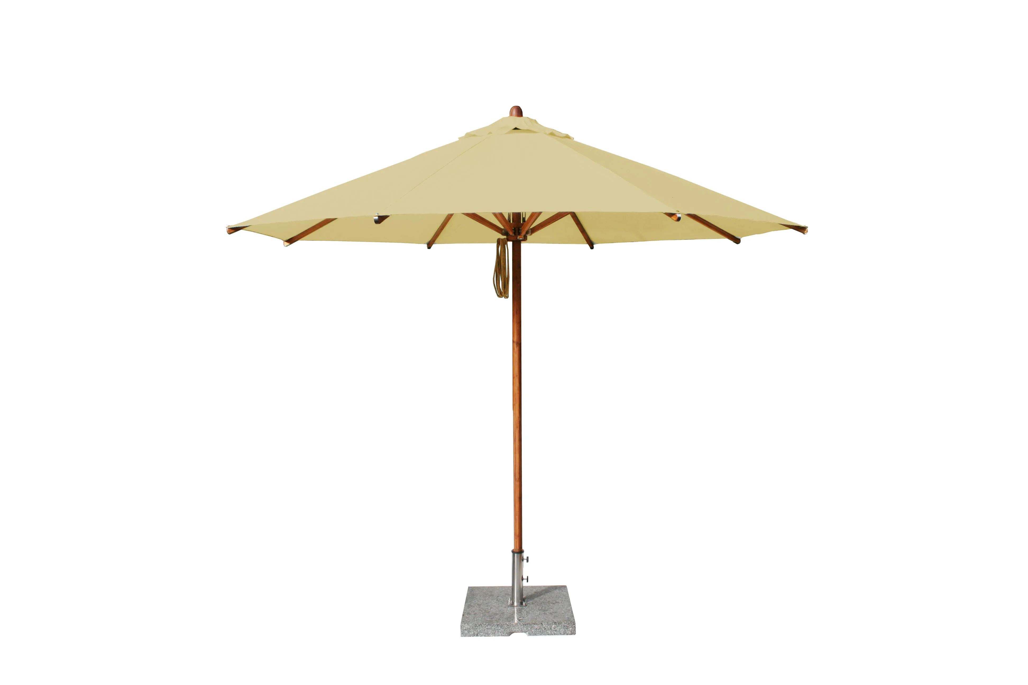 Bambrella 10' Round Levante Bamboo Pulley Lift No Tilt Umbrella