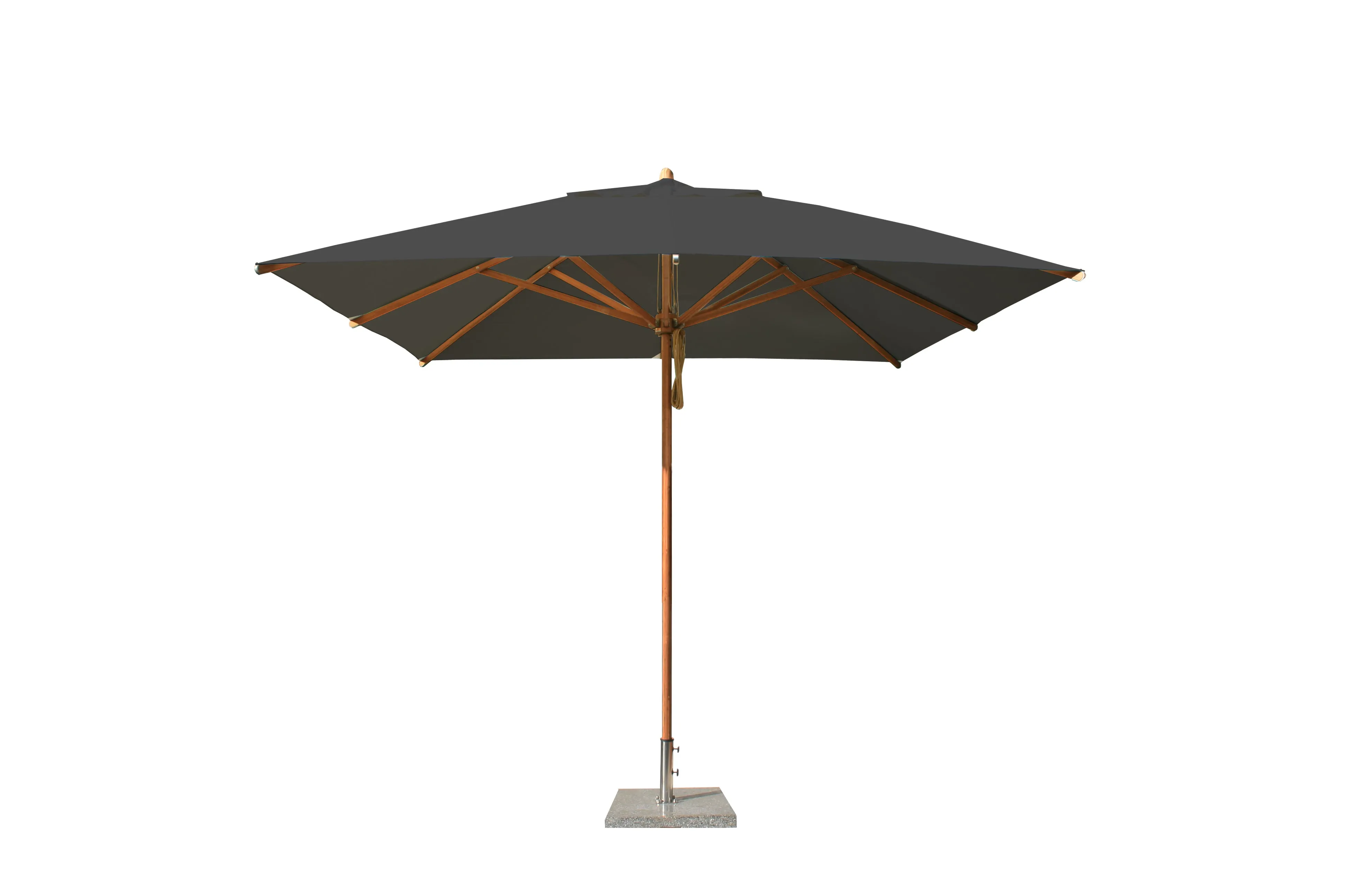 Bambrella 10' x 10' Square Levante Bamboo Pulley Lift No Tilt Umbrella