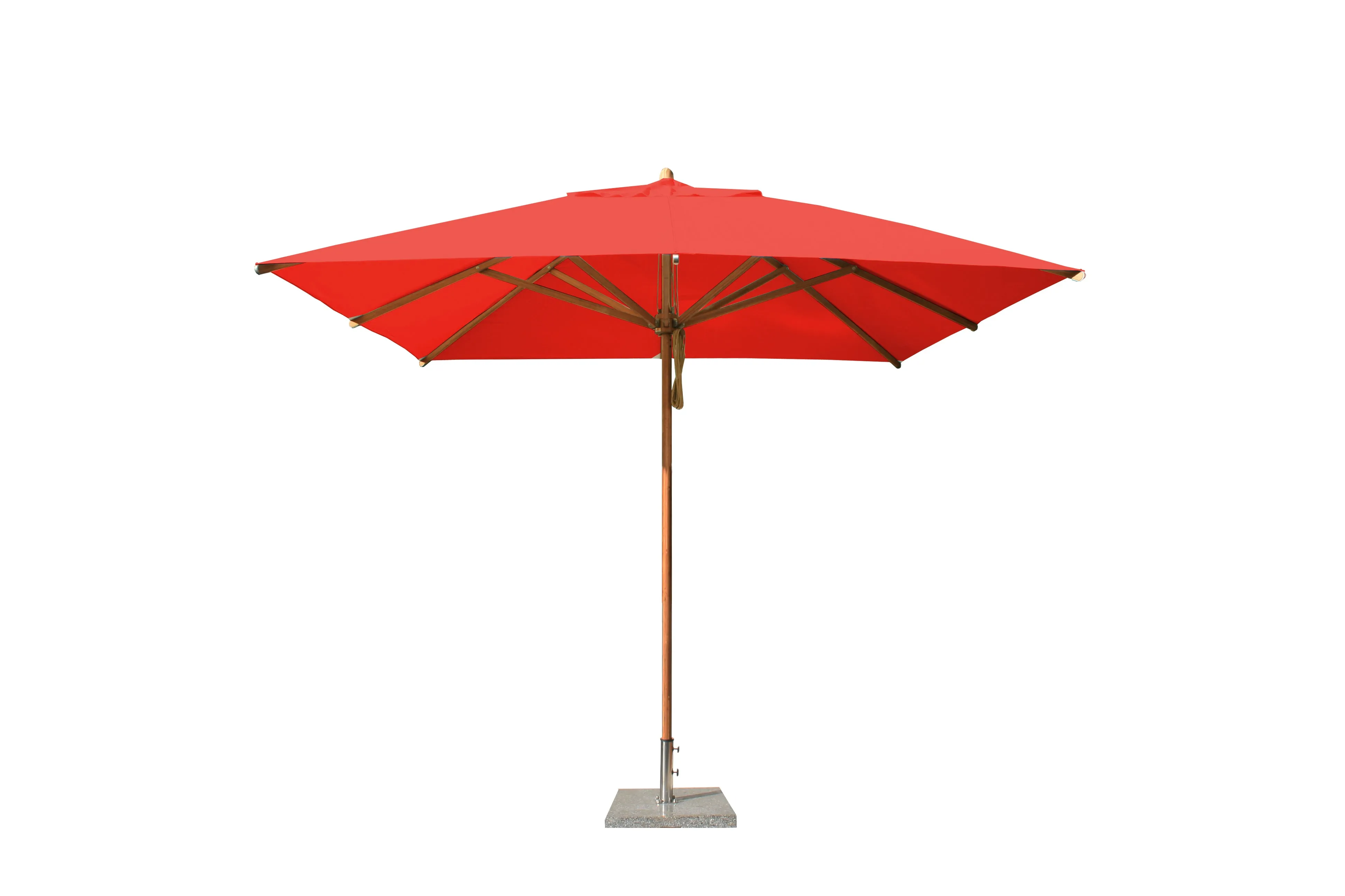 Bambrella 10' x 10' Square Levante Bamboo Pulley Lift No Tilt Umbrella