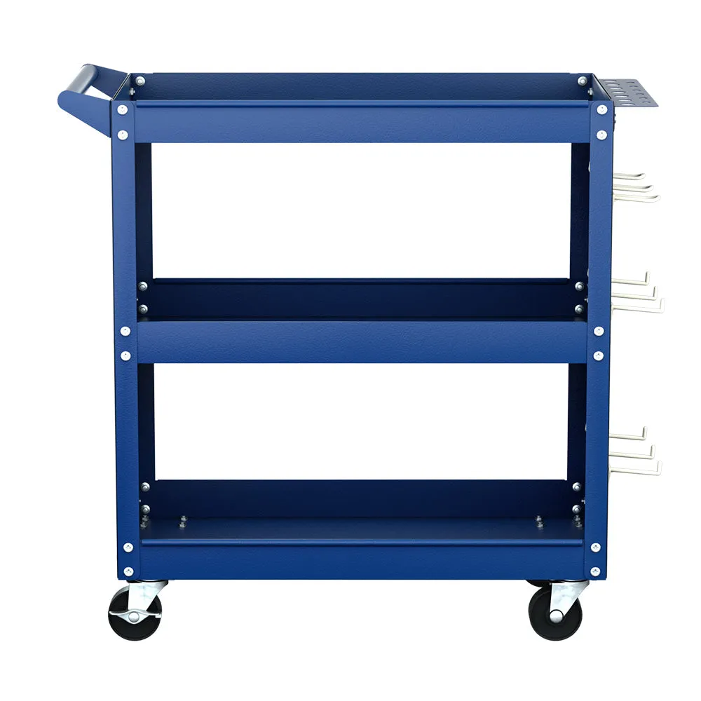 Blue 3-Tier Tool Cart 150kg Capacity with Pegboard – Giantz