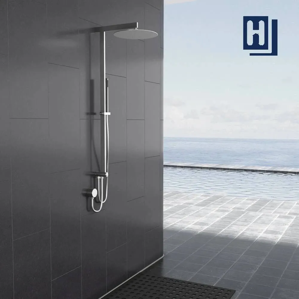 Brass square shower rod modern shower system shower set Homelody