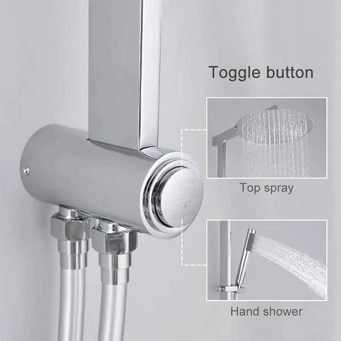 Brass square shower rod modern shower system shower set Homelody