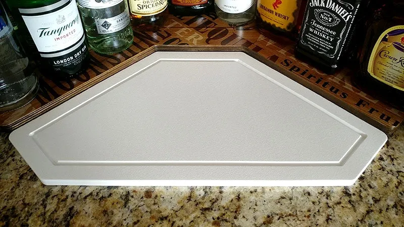 Counter Caddies™ - Walnut-Stained Corner Shelf - Liquor/Wine Bottle Display Style - Available in Black