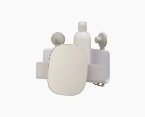 EasyStore™ White Corner Shower Shelf with Removable Mirror