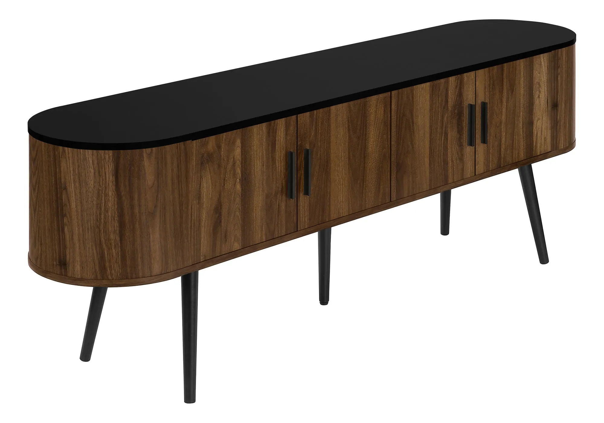 EleganceMax 72-Inch TV Console: Mid-Century Modern Media Center with Walnut & Black Laminate