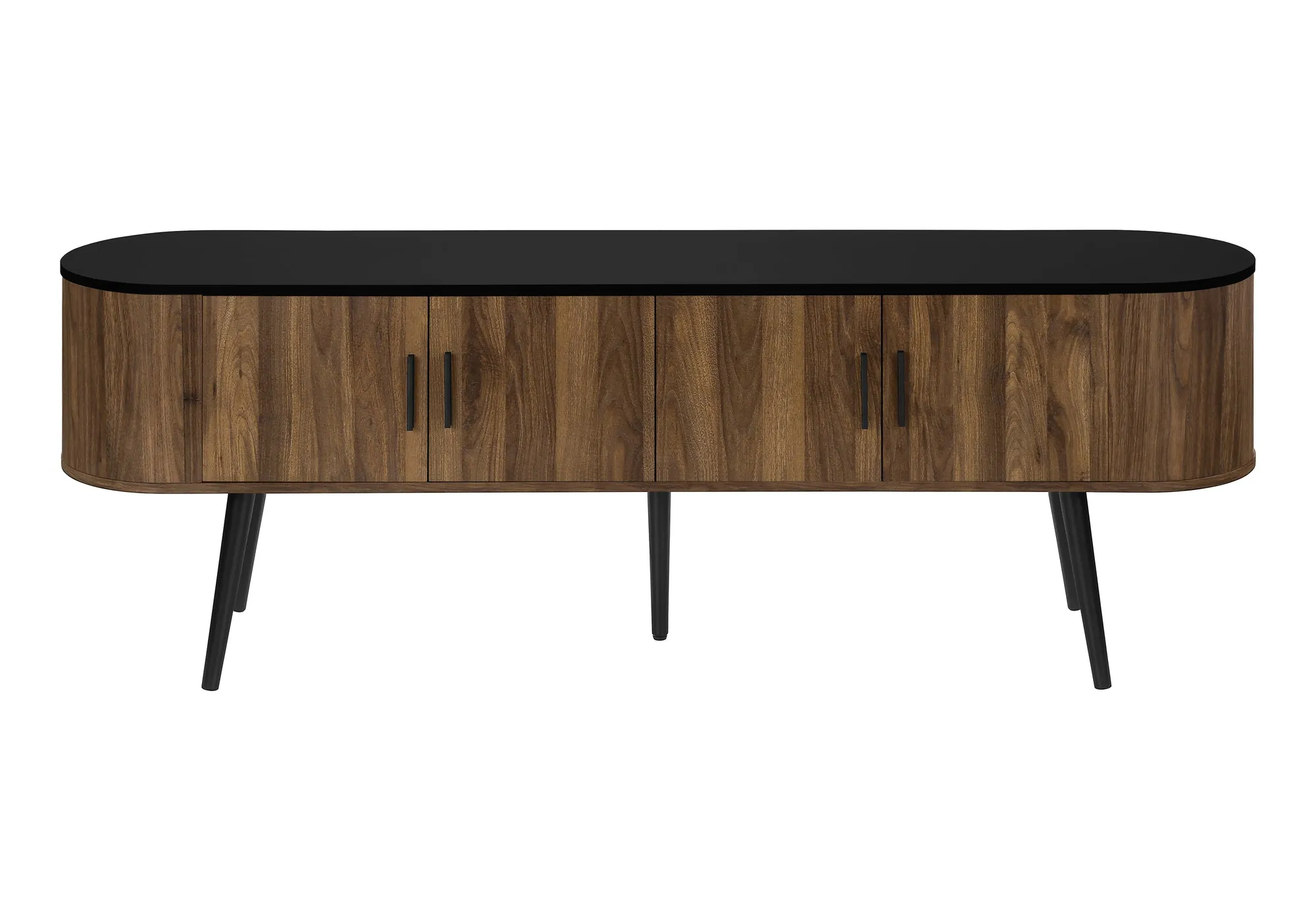 EleganceMax 72-Inch TV Console: Mid-Century Modern Media Center with Walnut & Black Laminate