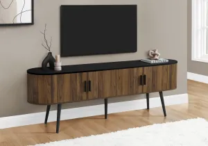 EleganceMax 72-Inch TV Console: Mid-Century Modern Media Center with Walnut & Black Laminate