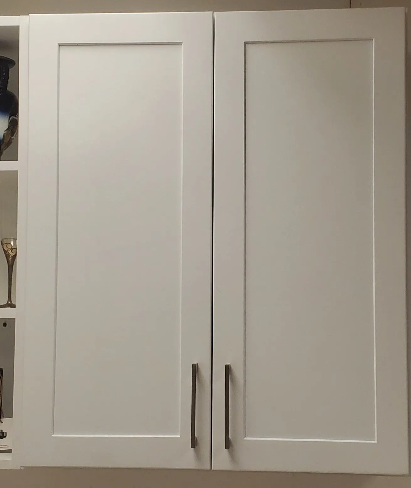 Full Height Door White Double Shaker 1-1/4" Overlay Wall Cabinet - Double Door 24", 27", 30", 33" & 36" Wide