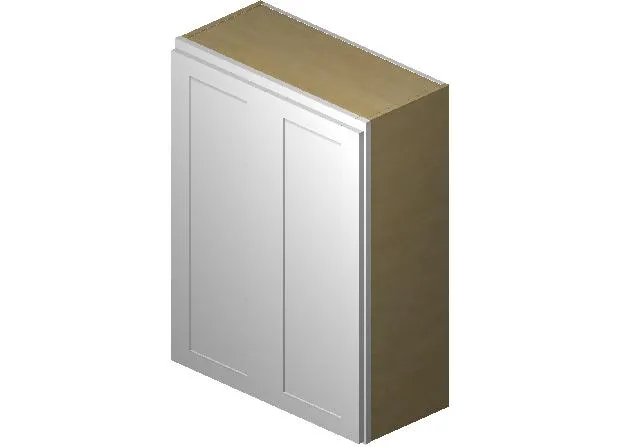 Full Height Door White Double Shaker 1-1/4" Overlay Wall Cabinet - Double Door 24", 27", 30", 33" & 36" Wide