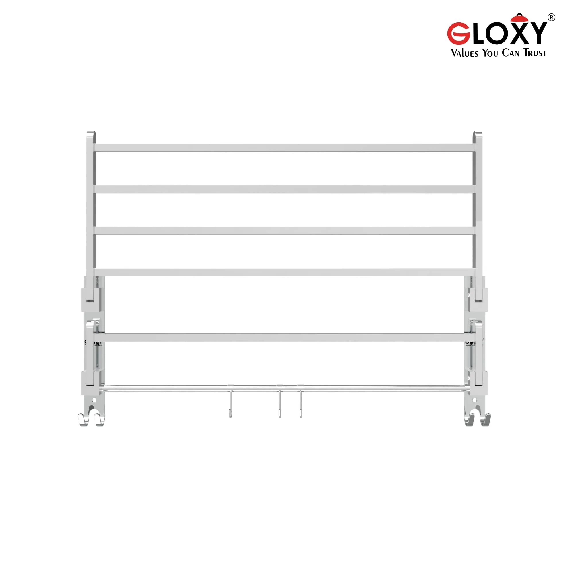 GLOXY Stainless Steel Folding 24 Inches Large Towel Rack for Bathroom/Towel Holder/Towel Stand for Bathroom Accessories and Fittings (61Cms/Chrome/Foldable)