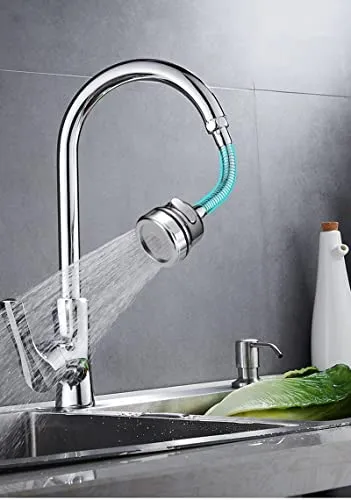 GLUN® 360 Rotation Crome Finish Kitchen Sink Faucet Extender Spouts Shower Tap 3 Level Adjusting Water Faucet for Saving Water