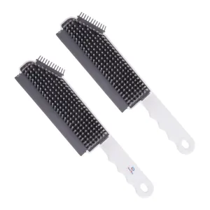 Heart Home Cleaning Brush | Plastic 3 In 1 Mesh Cleaning Brush | Scraper Brush | Washbasin Cleaning Brush | Knife Shape Wiper For Glass Cleaning | Pack of 2 | White