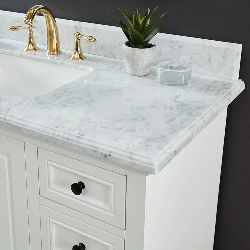 Hillsdale Dove White Freestanding Vanity Cabinet with Single Basin Integrated Sink and Countertop - One Door, Two Drawers (37" x 34.5" x 22")