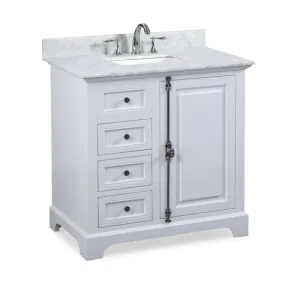 Hillsdale Dove White Freestanding Vanity Cabinet with Single Basin Integrated Sink and Countertop - One Door, Two Drawers (37" x 34.5" x 22")