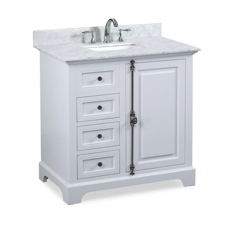 Hillsdale Dove White Freestanding Vanity Cabinet with Single Basin Integrated Sink and Countertop - One Door, Two Drawers (37" x 34.5" x 22")