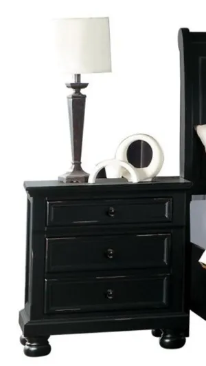 Homelegance Laurelin 3 Drawer Nightstand in Black 1714BK-4