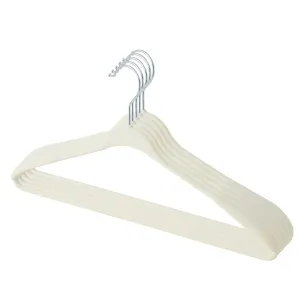 Homestic Velvet Cloth Hanger Set of 5 with Chromed Plated Steel Hook (White)