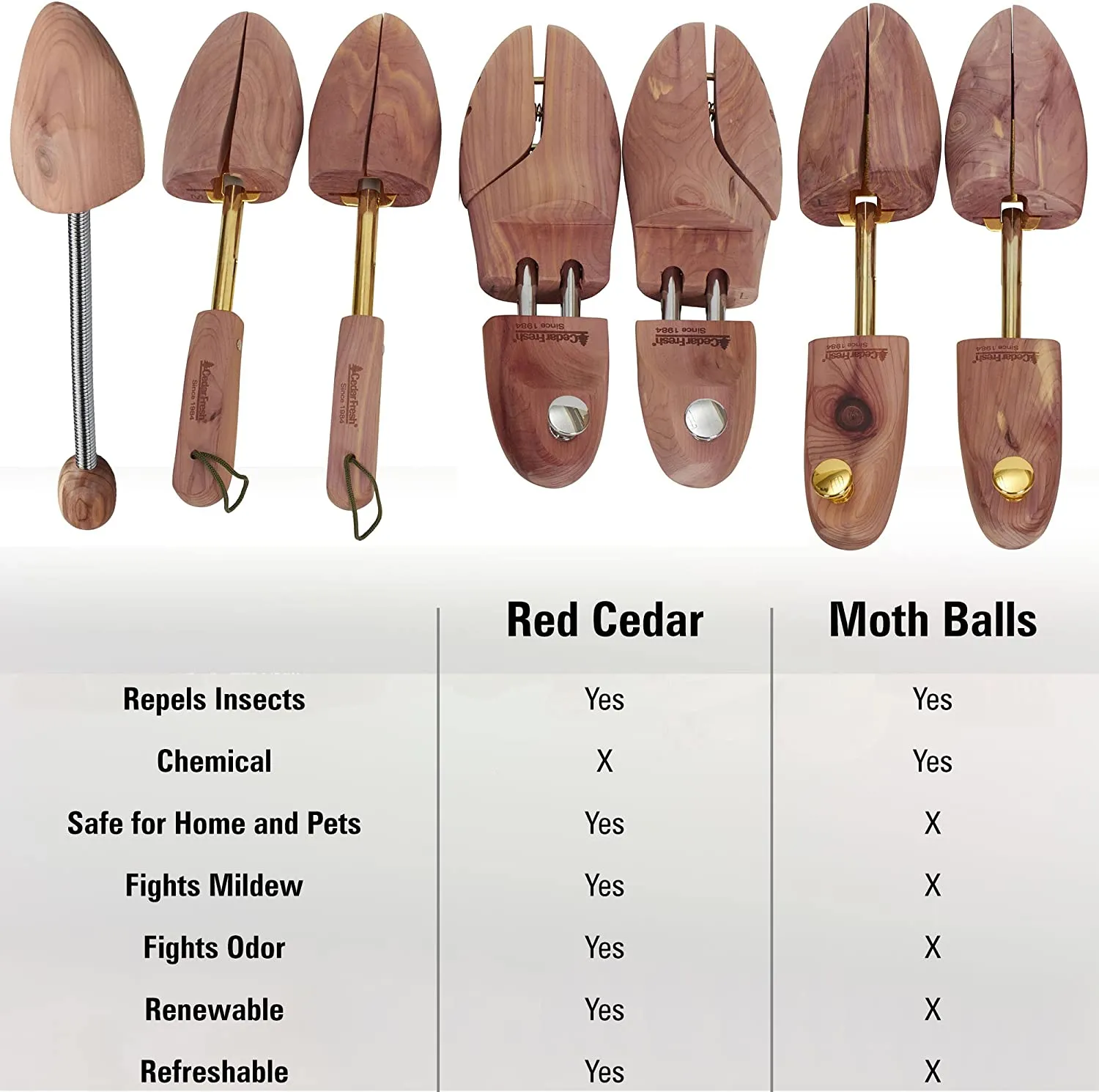 Household Essentials 77440-1| Fresh Men's Cedar Shoe Trees with Hanging Strap