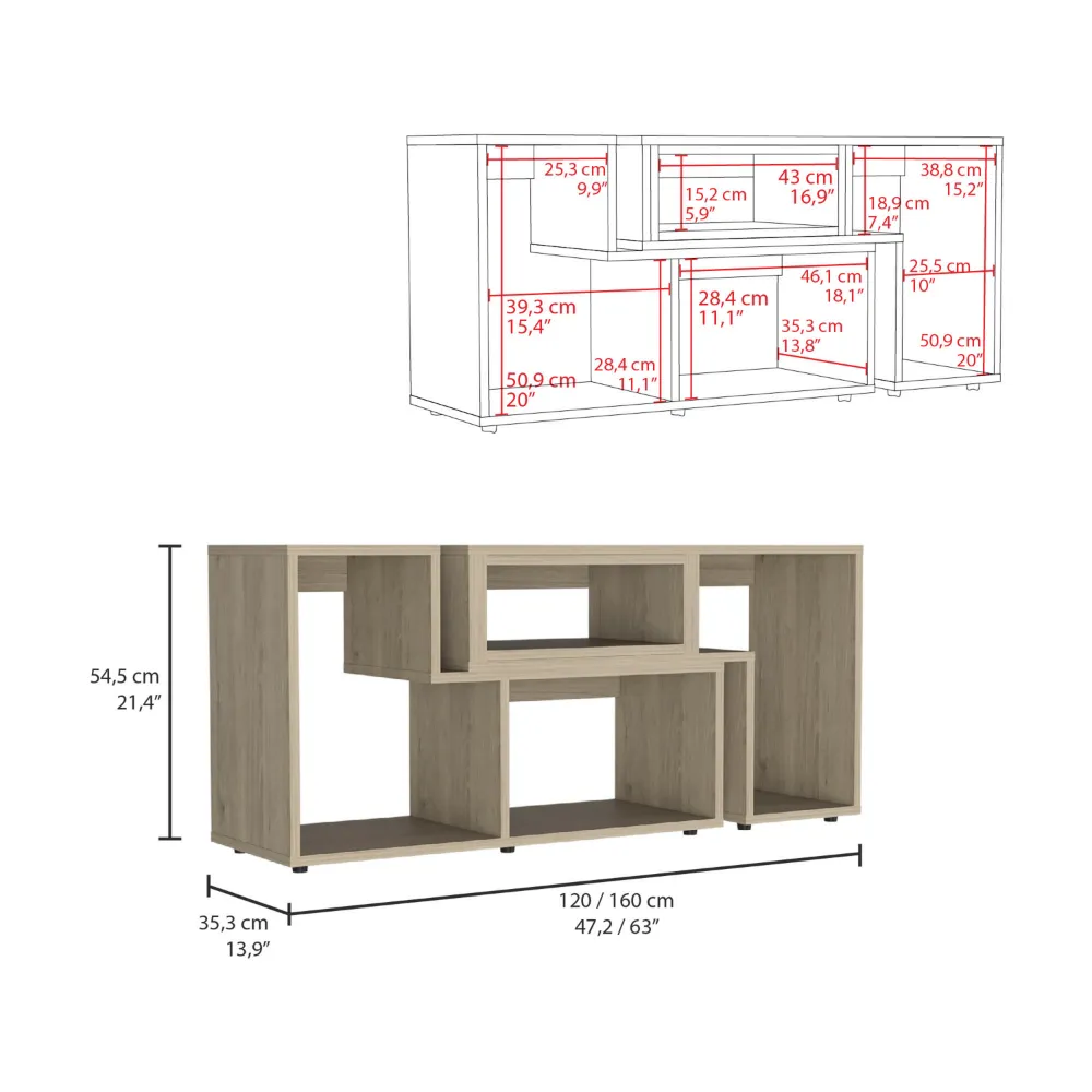 Houston Extendable TV Stand, Multiple Shelves, Pearl Finish