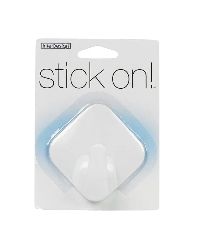 iDesign 1-9/16 in. L White Plastic Small stick on! Diamond Hook 1 pk