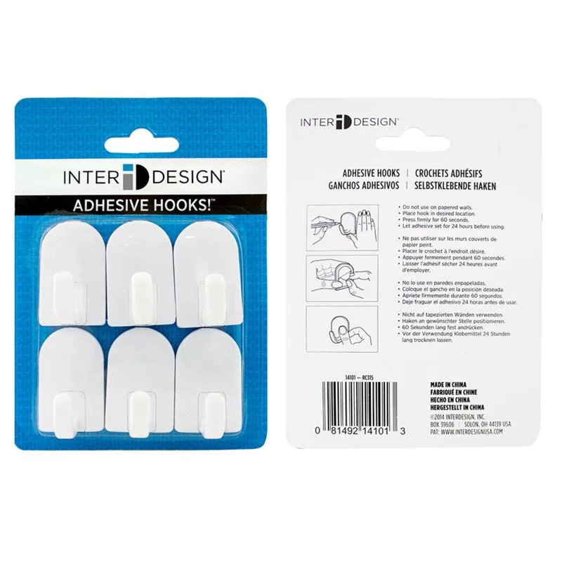 iDesign 1.5 in. L White ABS Mini Hook 6 pk