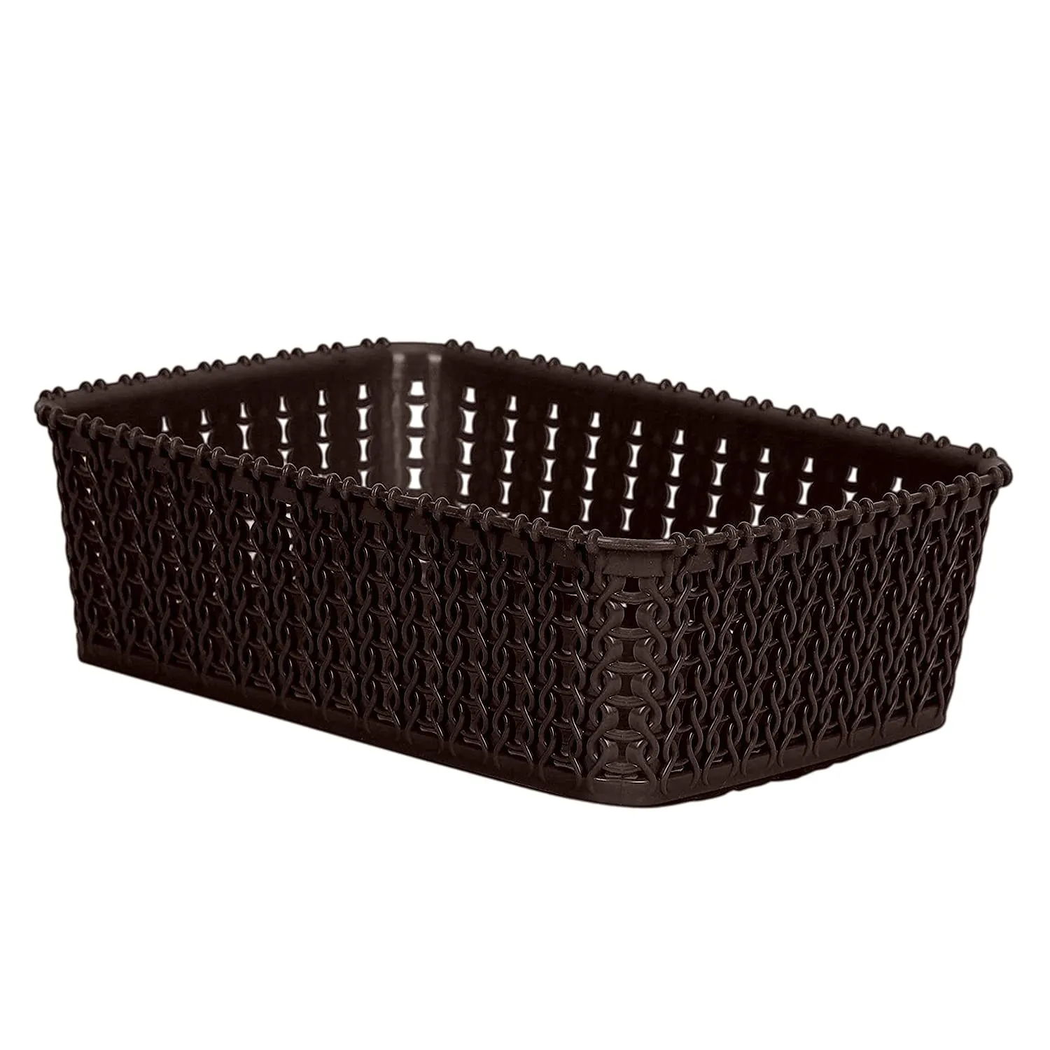 Kuber Industries Multipurposes Small M 15 Plastic Rectangular Basket, Organizer for Kitchen, Countertops, Cabinets, Bathrooms Without Lid- Pack of 2 (Brown) -46Kkm0112, Standard