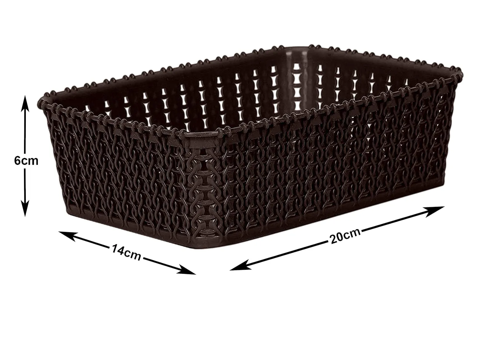 Kuber Industries Multipurposes Small M 15 Plastic Rectangular Basket, Organizer for Kitchen, Countertops, Cabinets, Bathrooms Without Lid- Pack of 2 (Brown) -46Kkm0112, Standard