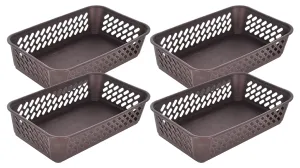 Kuber Industries Multiuses Super Tidy Plastic Tray/Basket/Organizer- Pack of 4 (Brown) -46KM0569